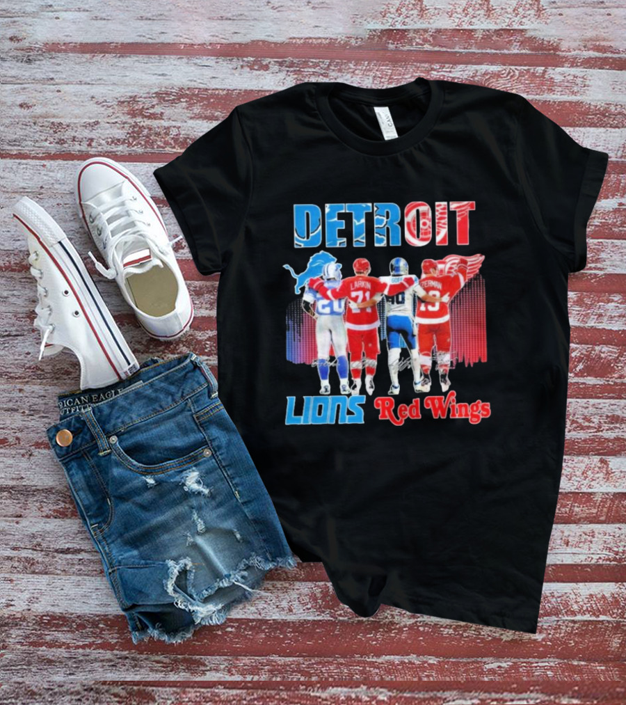 Detroit Lions Red Wings Legends Larkin Goff Yzerman T-Shirt