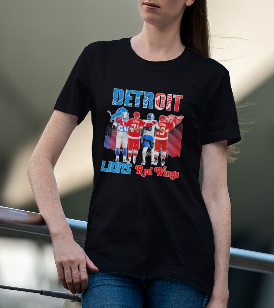 Detroit Lions Red Wings Legends Larkin Goff Yzerman T-Shirt