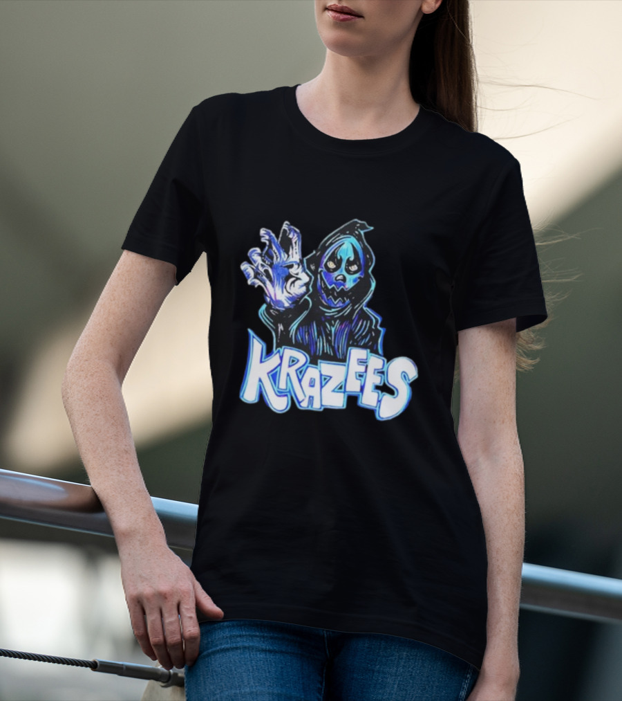 MNE Stare Krazees HOK Sent Here To Take You Creepy Masked Figure With Hand Raised T-Shirt