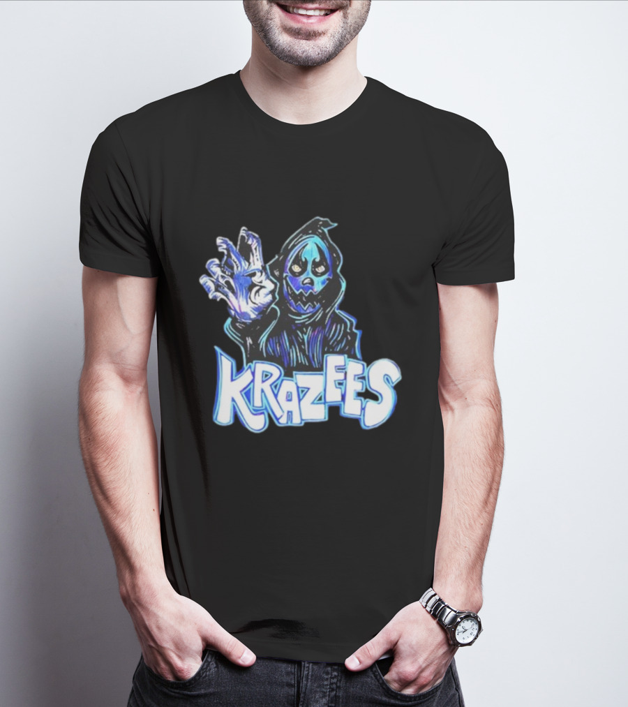 MNE Stare Krazees HOK Sent Here To Take You Creepy Masked Figure With Hand Raised T-Shirt