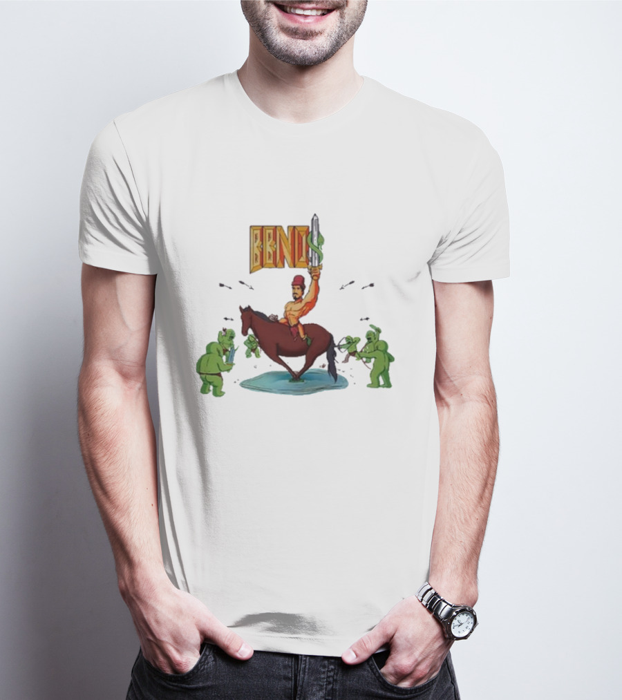 BBNo$ Sword Riding Horse Surrounded By Green Creatures T-Shirt