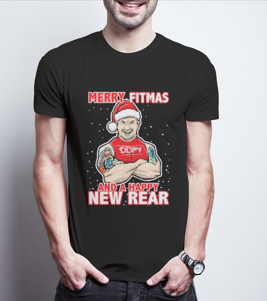 Merry Fitmas And A Happy New Rear DDPY Santa Hat Tattoos T-Shirt