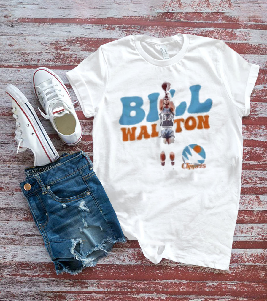 Bill Walton San Diego Clippers Basketball 70s Retro Style Logo And Player Action T-Shirt
