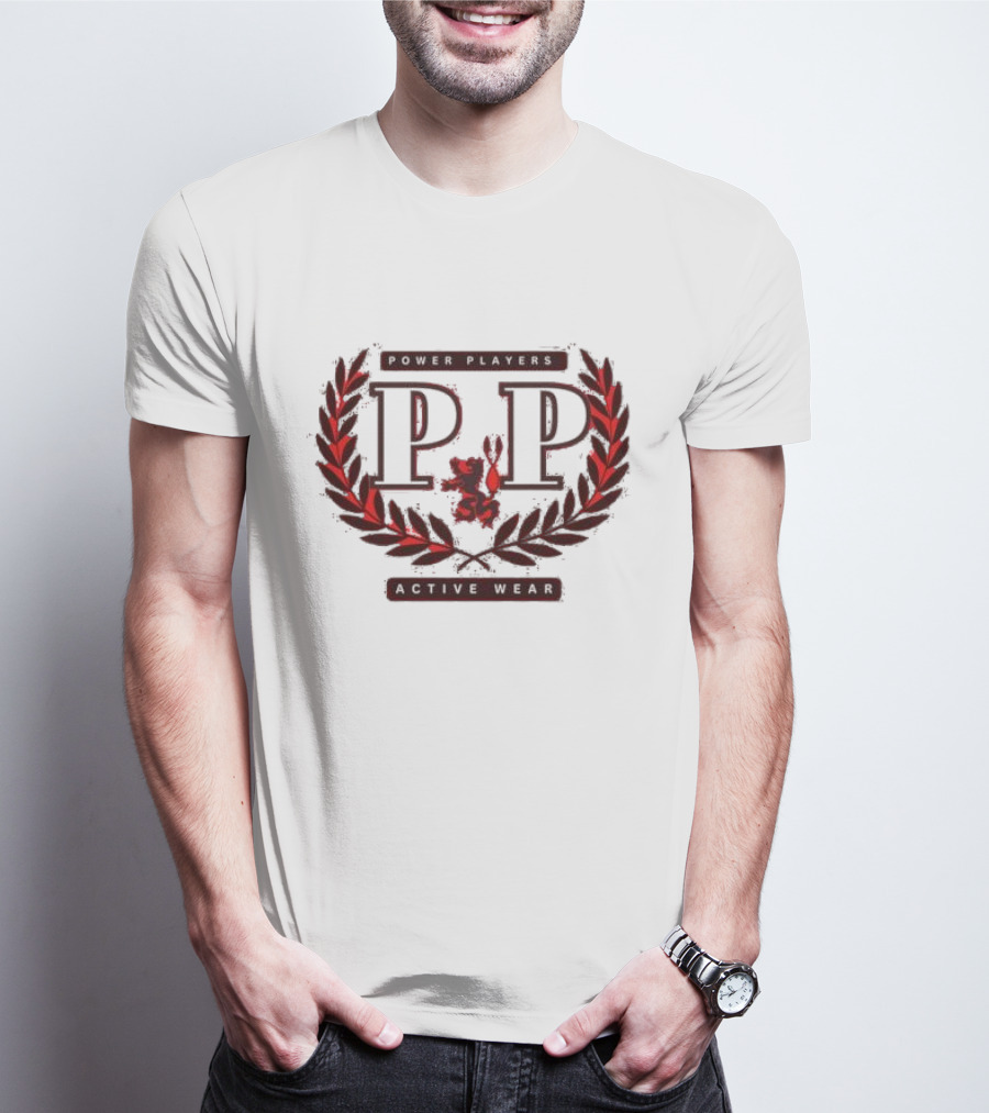 Power Players Active Wear PP Laurels Lion Emblem T-Shirt