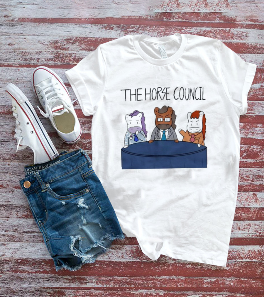 Jimothy Cool The Horse Council Cartoon Panel Meeting T-Shirt