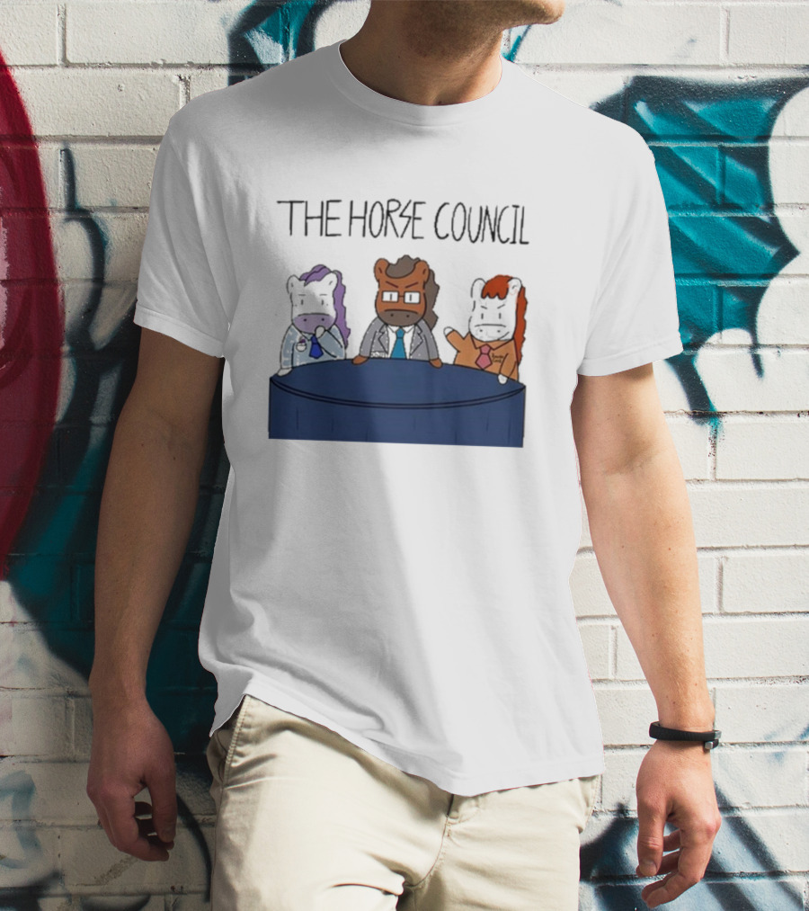 Jimothy Cool The Horse Council Cartoon Panel Meeting T-Shirt