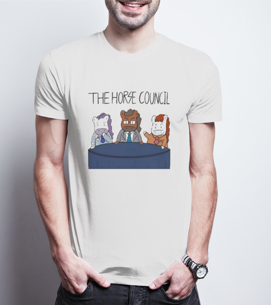 Jimothy Cool The Horse Council Cartoon Panel Meeting T-Shirt