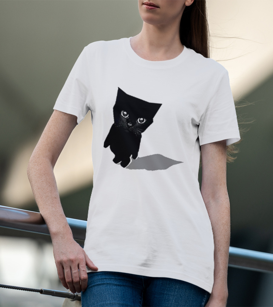 Sluj Art Bro Cute Black Cat Pixelated T-Shirt