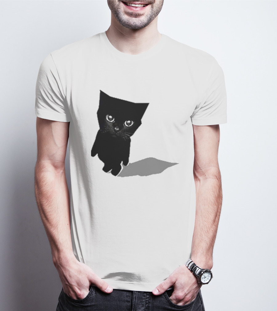 Sluj Art Bro Cute Black Cat Pixelated T-Shirt