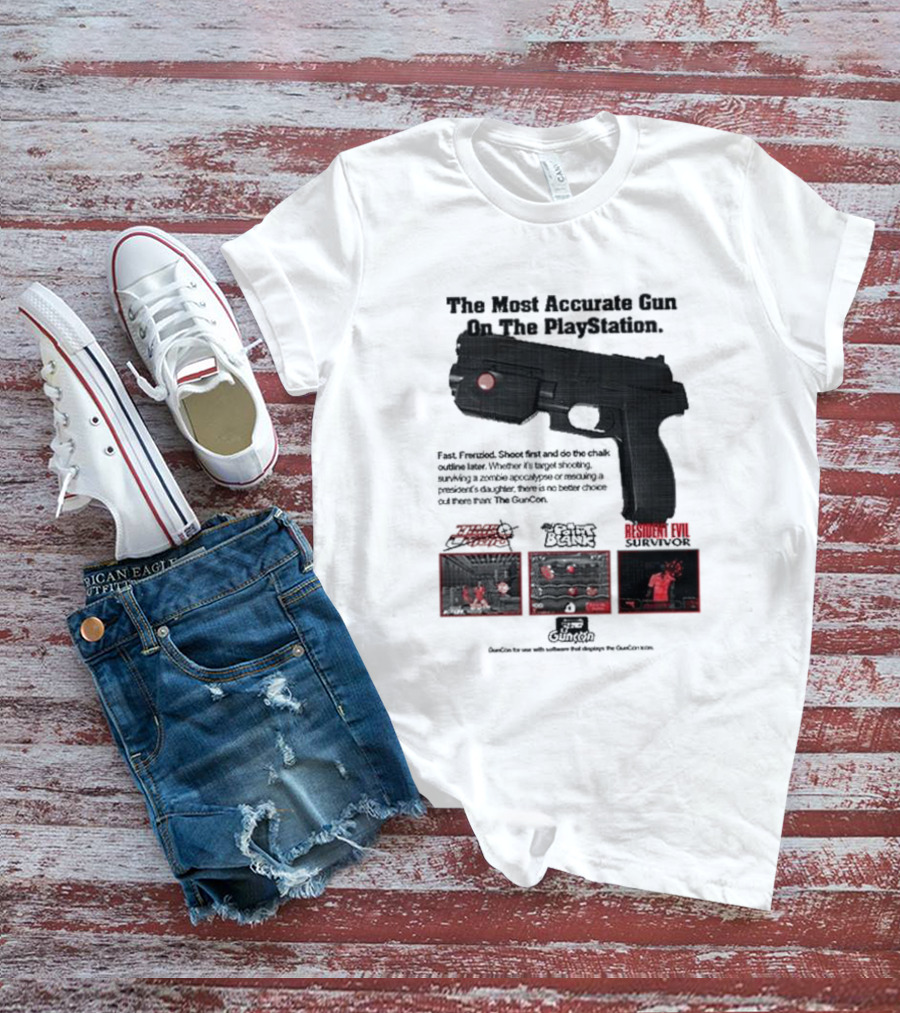 The Most Accurate Gun On The PlayStation Resident Evil Survivor Point Blank GunCon T-Shirt