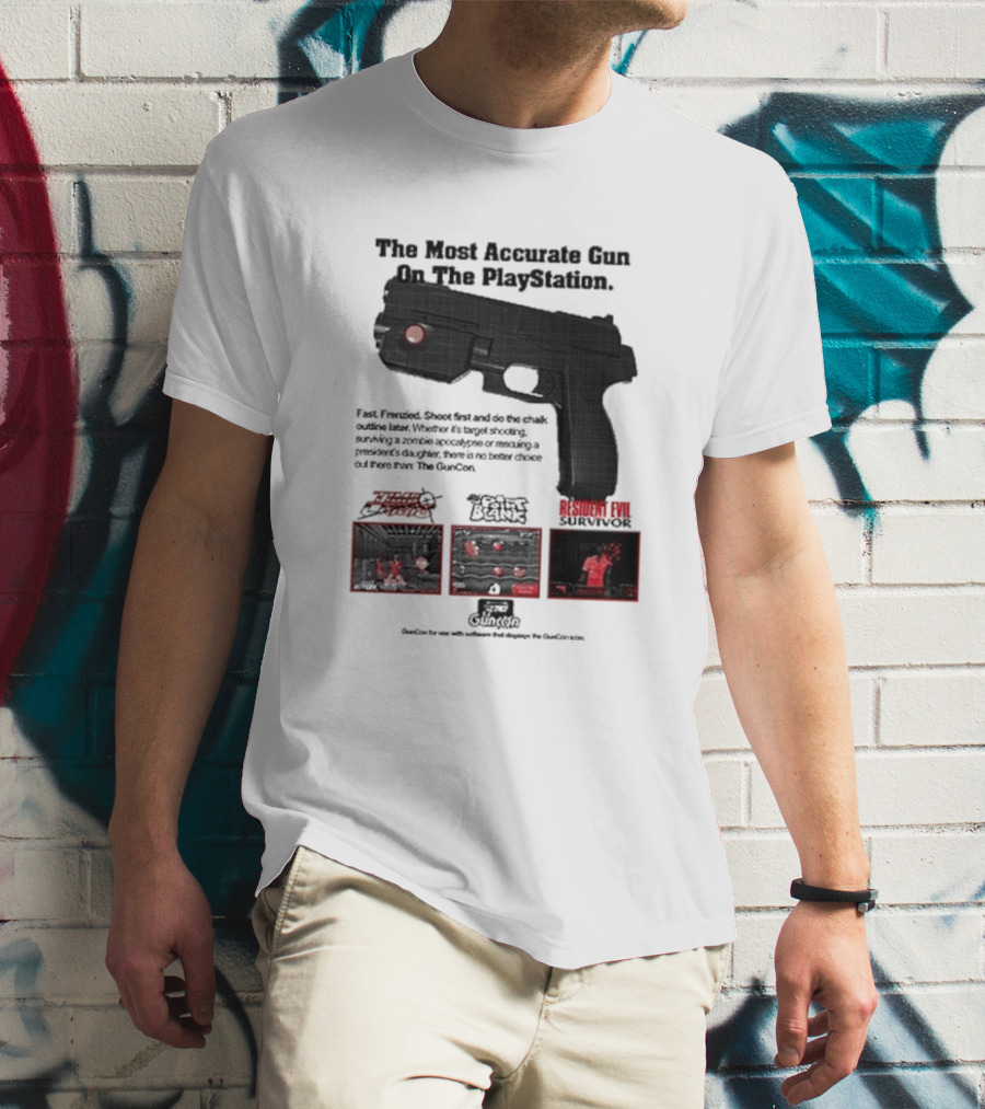 The Most Accurate Gun On The PlayStation Resident Evil Survivor Point Blank GunCon T-Shirt