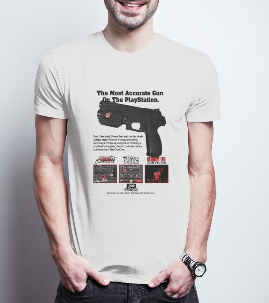The Most Accurate Gun On The PlayStation Resident Evil Survivor Point Blank GunCon T-Shirt