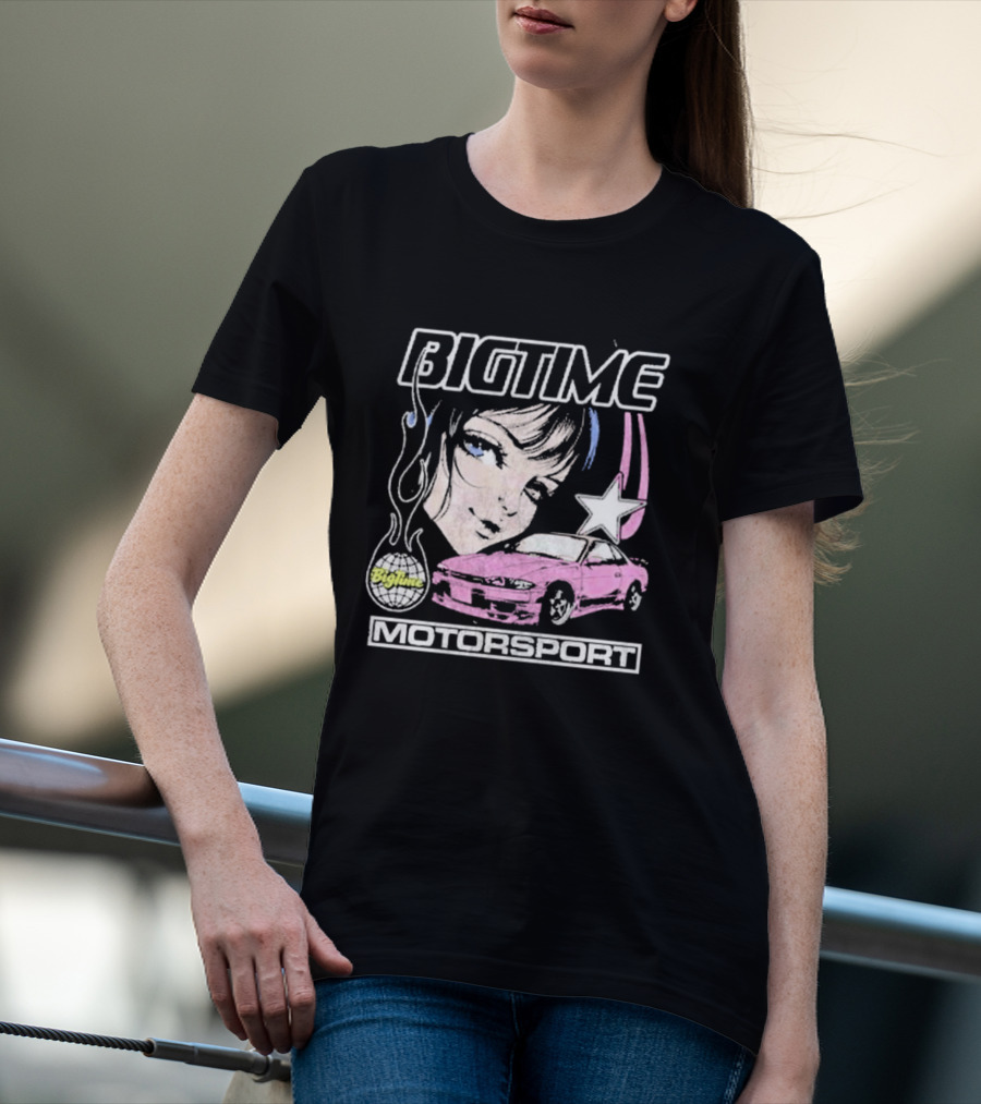 BIGTIME Motorsport Anime Car Girl Star T-Shirt