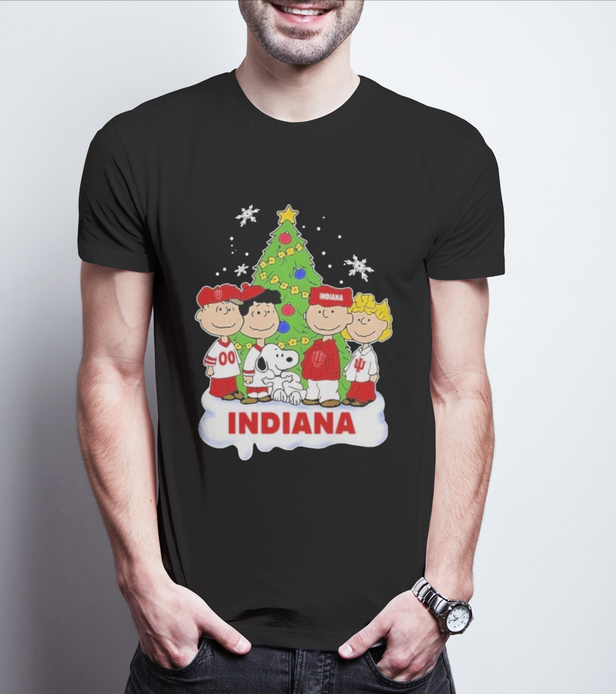 Indiana Hoosiers Snoopy Peanuts Christmas Tree Charlie Brown Lucy Linus T-Shirt