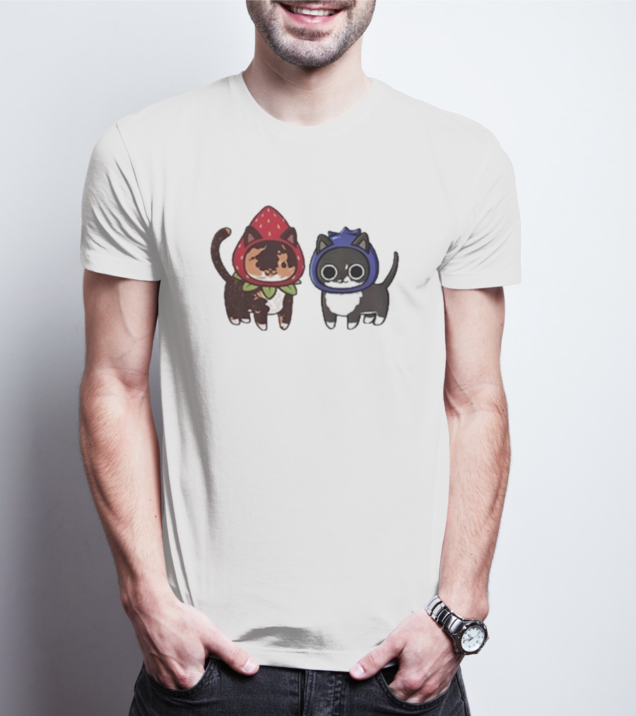 Biscuit And Muffin Fruit Cats In Strawberry And Blueberry Outfits T-Shirt