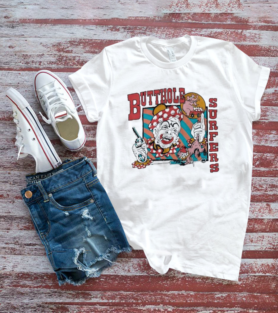 Butthole Surfers Clown With Gun And Pig On Wheels T-Shirt