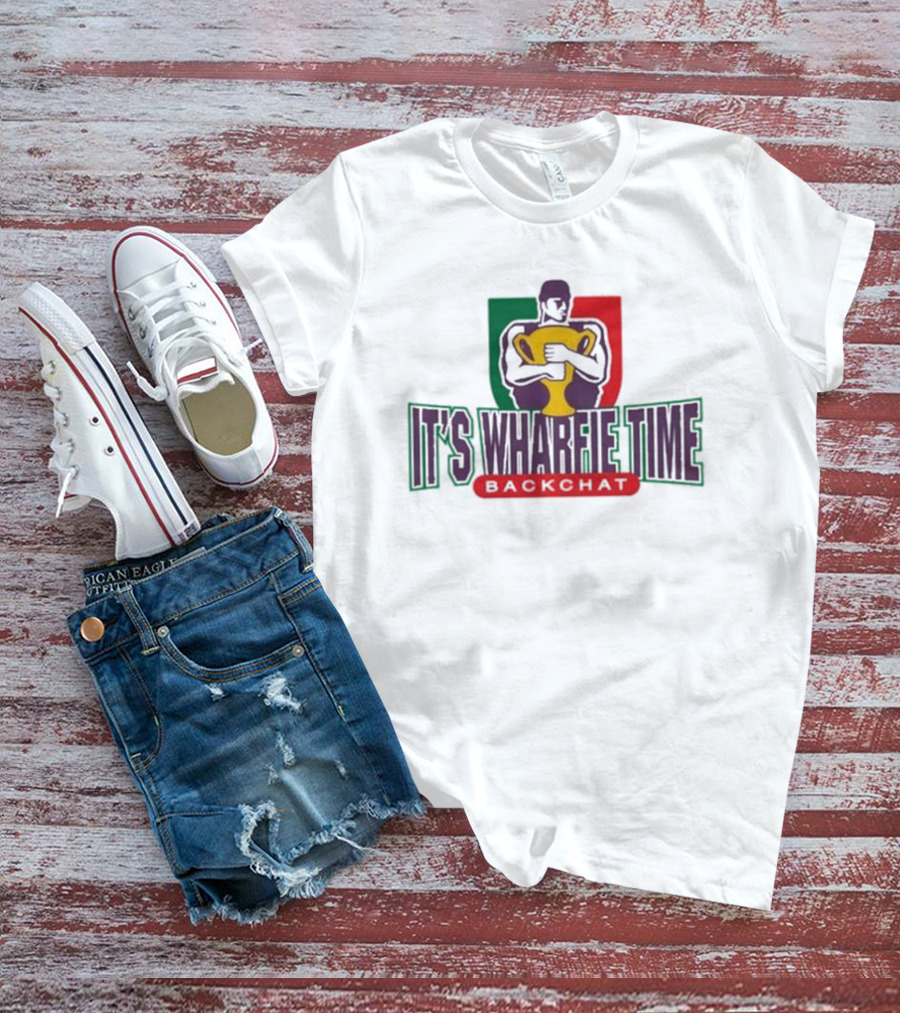 IT'S WHARFIE TIME BACKCHAT Logo Trophy Holding Figure T-Shirt