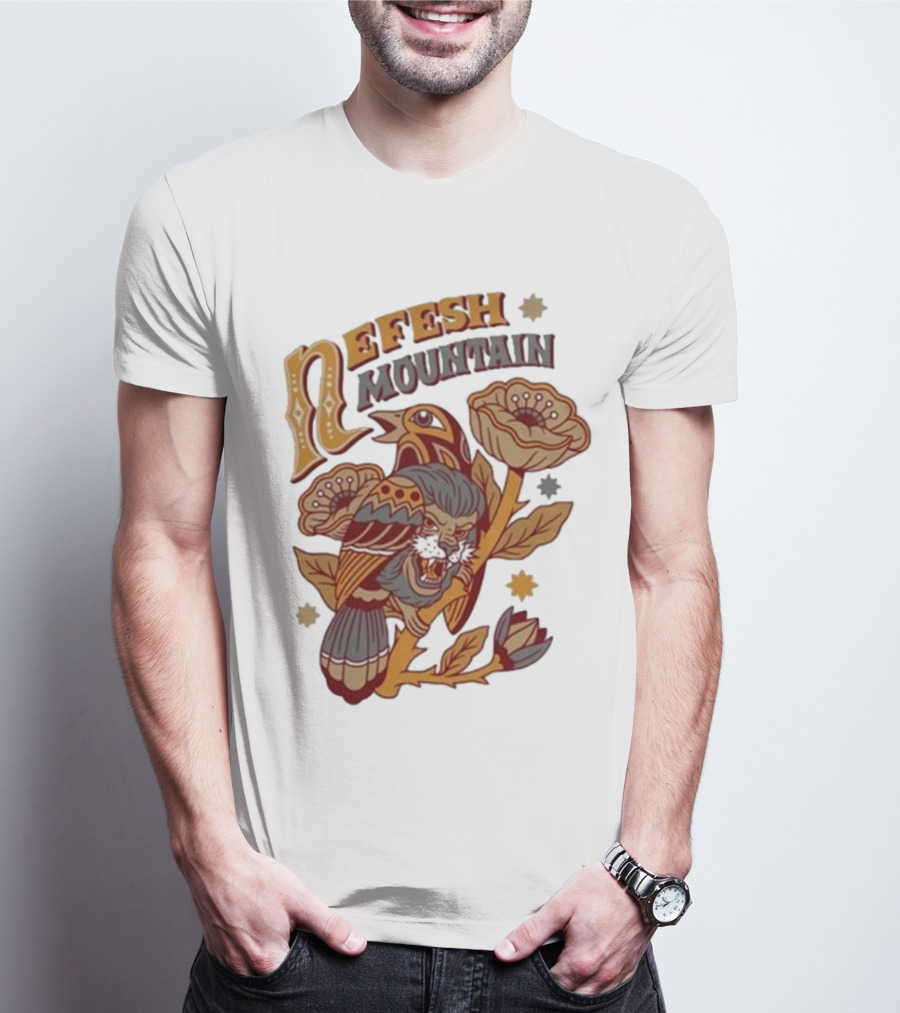 Nefesh Mountain Sparrow Vintage Floral Lion And Bird T-Shirt