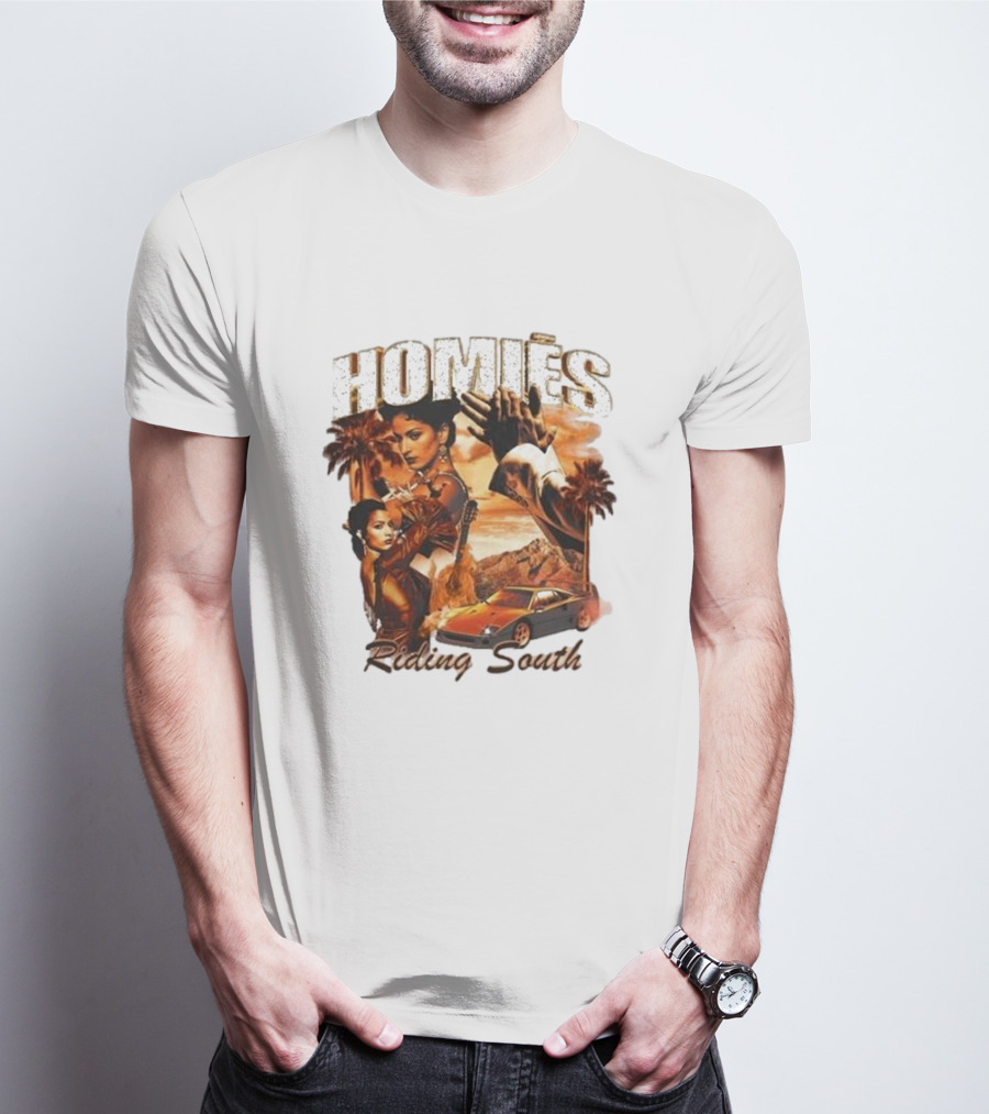 Homies Riding South Vintage Sunset Car Palms T-Shirt
