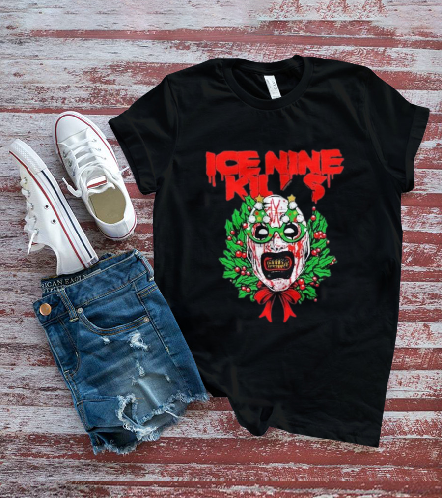 Ice Nine Kills Horror Christmas Wreath Mask T-Shirt