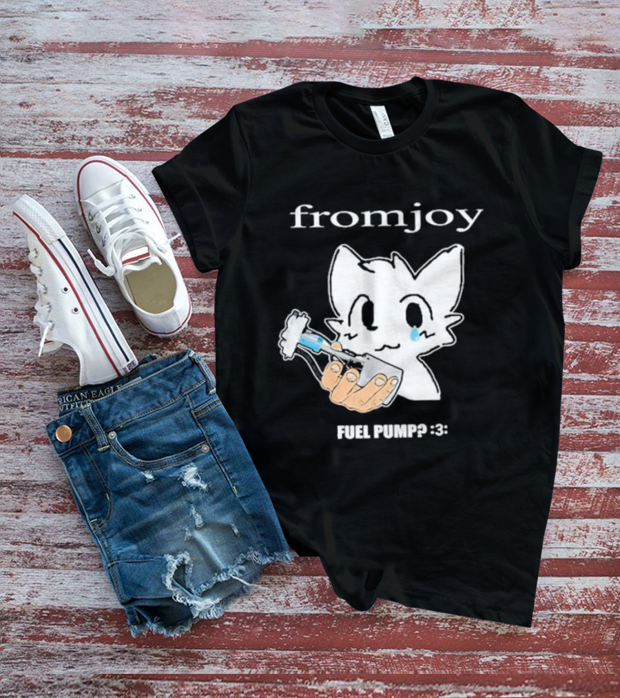 Fromjoy Fuel Pump Cute Cartoon With Tearful Cat Face T-Shirt