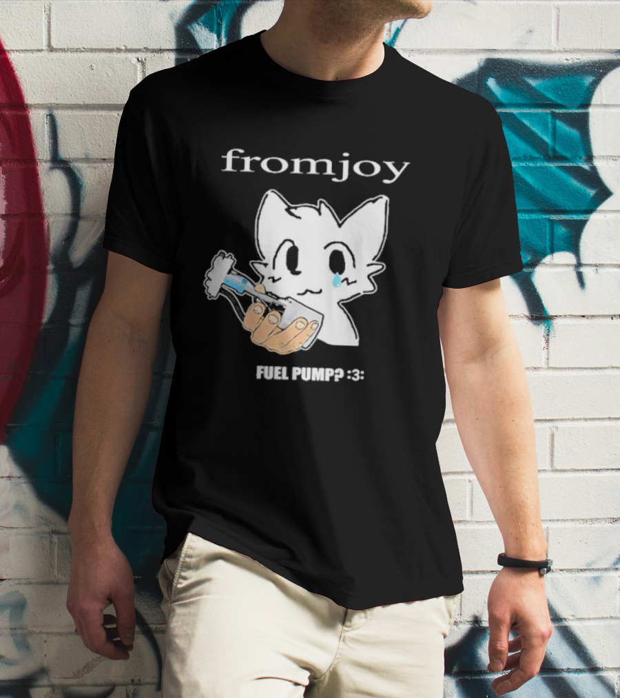 Fromjoy Fuel Pump Cute Cartoon With Tearful Cat Face T-Shirt