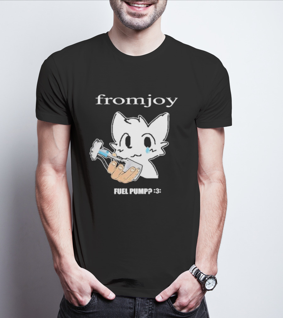 Fromjoy Fuel Pump Cute Cartoon With Tearful Cat Face T-Shirt