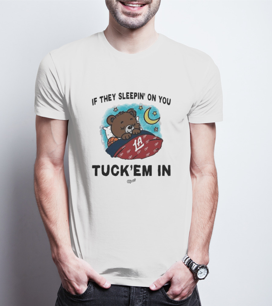 Los Angeles Clippers If They Sleepin’ On You Tuck’em In Bear With Basketball Moon Stars T-Shirt