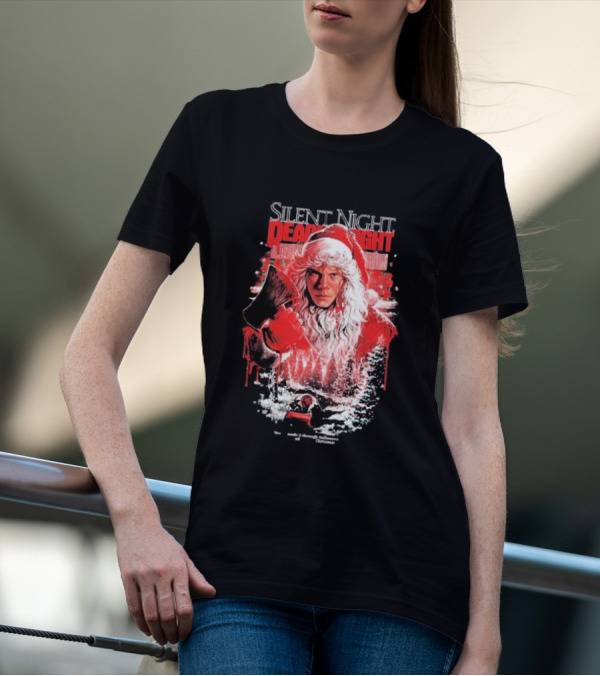 Silent Night Deadly Night Santa's Slay With Axe In Creepy Christmas Scene T-Shirt