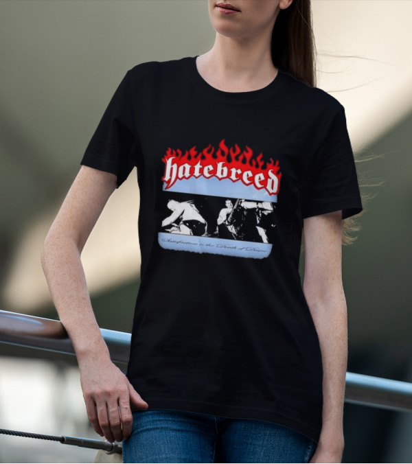 Hatebreed Flames Satisfaction Is The Death Of Desire Black And White Band Scene T-Shirt