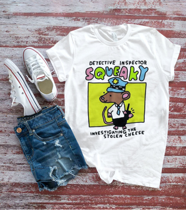 Detective Inspector Squeaky Investigating The Stolen Cheese Mouse Policeman Cartoon T-Shirt