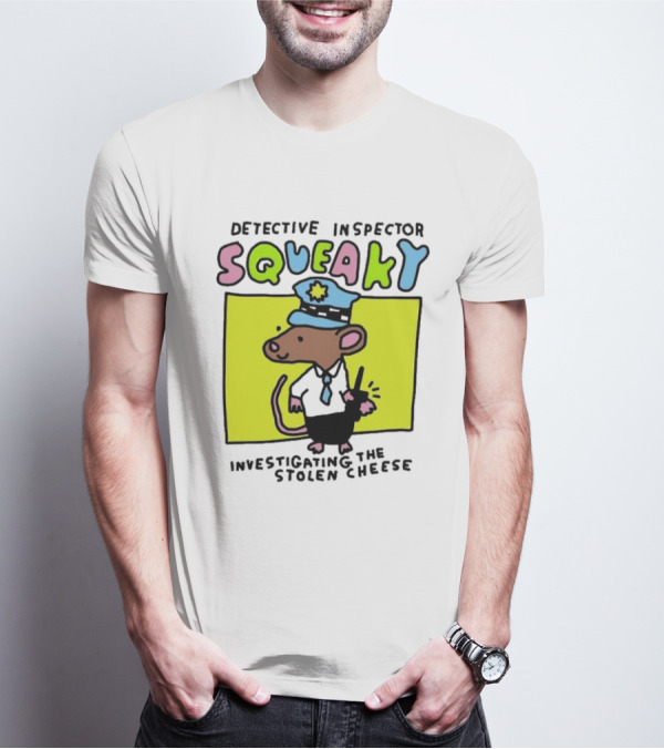 Detective Inspector Squeaky Investigating The Stolen Cheese Mouse Policeman Cartoon T-Shirt