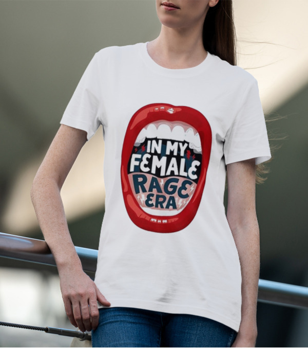 The Reswiftance In My Female Rage Era Red Lips Bold Typography T-Shirt