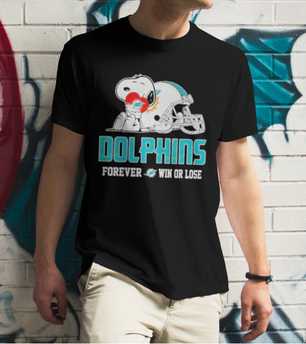 Dolphins Forever Win Or Lose Snoopy Miami Helmet T-Shirt