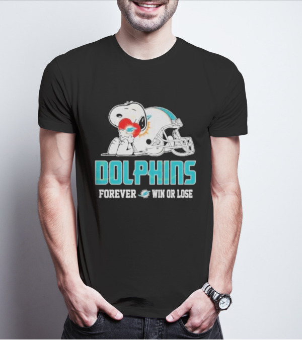 Dolphins Forever Win Or Lose Snoopy Miami Helmet T-Shirt