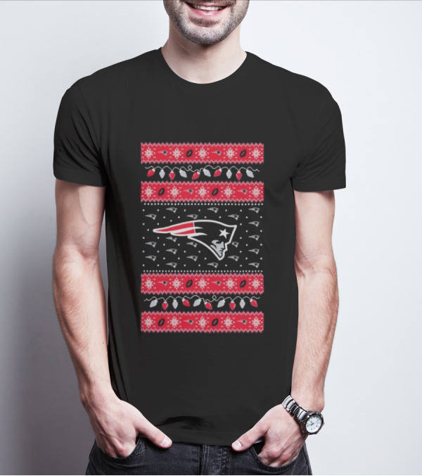 New England Patriots Christmas Holiday Lights T-Shirt