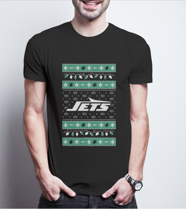 New York Jets Christmas Lights Holiday T-Shirt