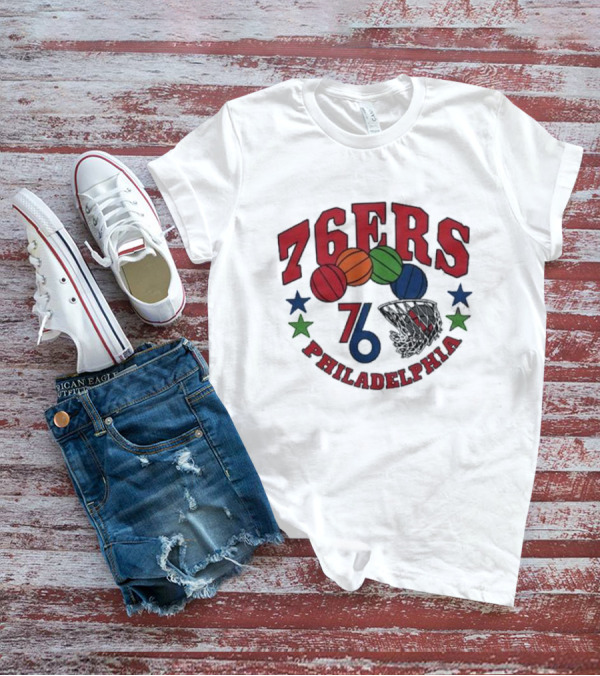 Philadelphia 76ers Multicolor Basketball Stars 76 City Edition T-Shirt