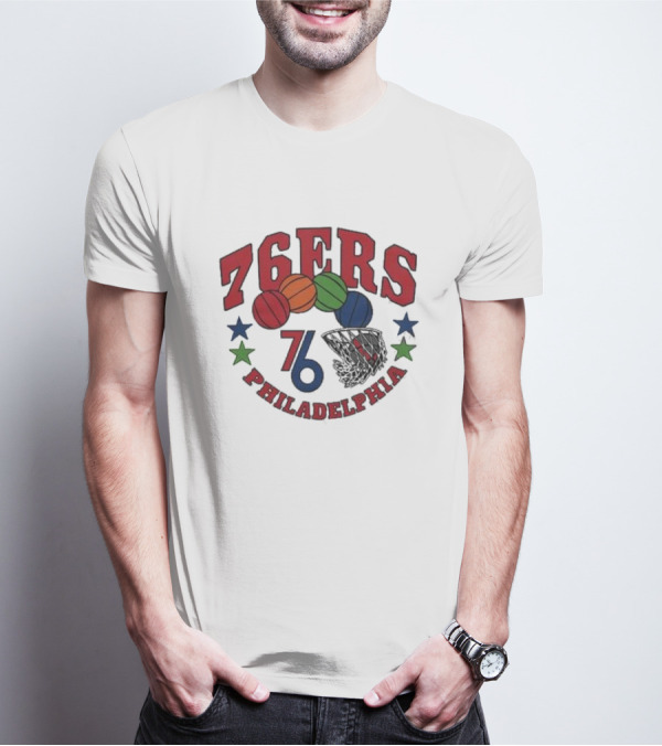 Philadelphia 76ers Multicolor Basketball Stars 76 City Edition T-Shirt