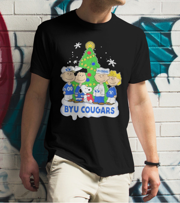 BYU Cougars Snoopy Christmas Tree Peanuts Characters T-Shirt