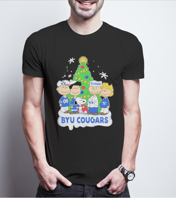 BYU Cougars Snoopy Christmas Tree Peanuts Characters T-Shirt