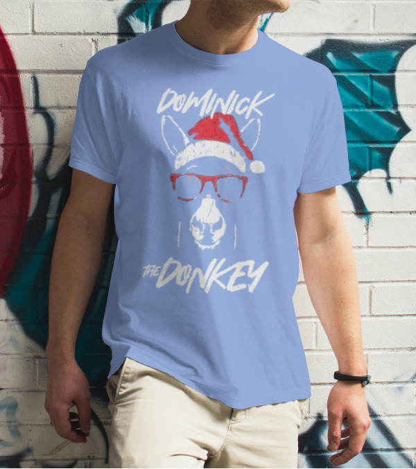 Dominick The Donkey Santa Hat Christmas Holiday T-Shirt