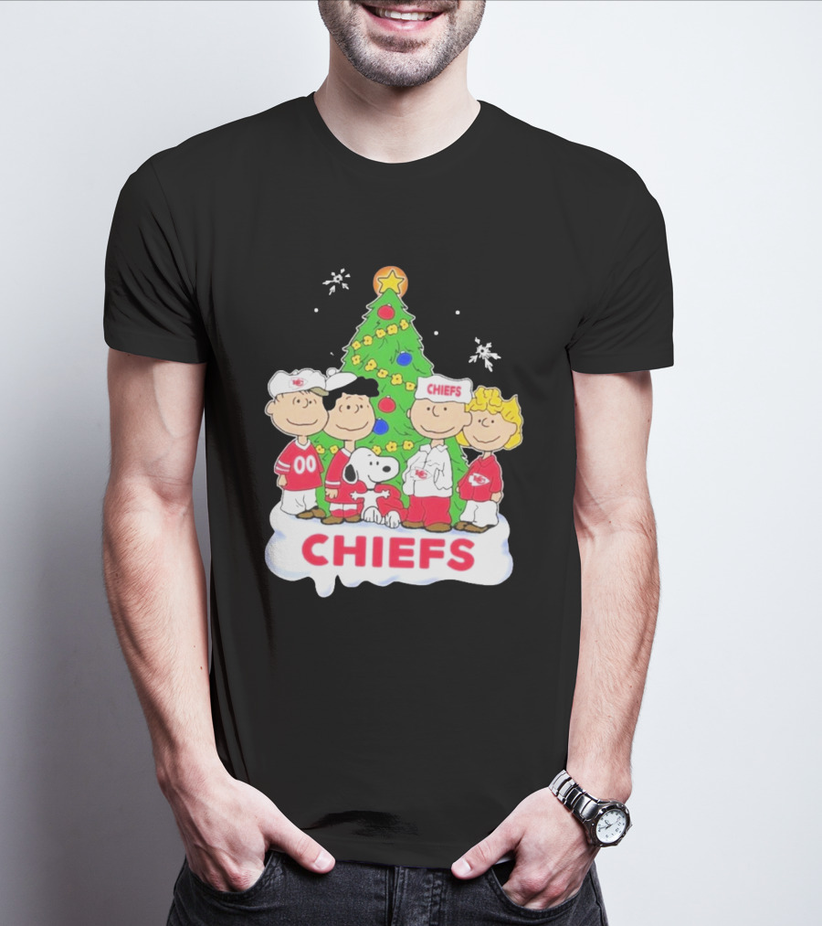 Kansas City Chiefs Snoopy Christmas Peanuts Characters Chiefs NFL Holiday T-Shirt