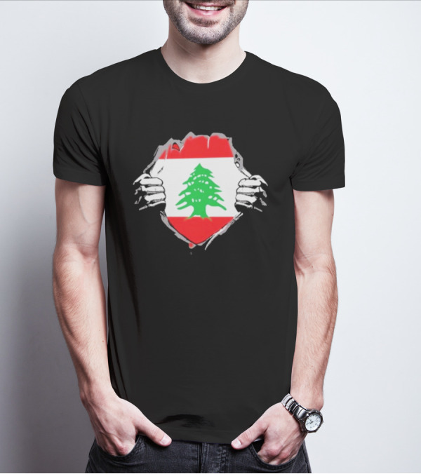 Lebanon Cedars Rugby League Lebanese Superhero Flag Icon T-Shirt