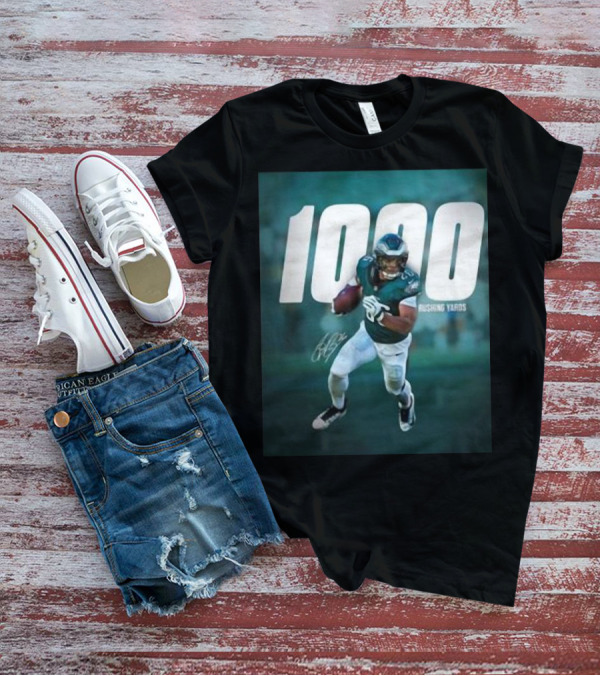 1000 Rushing Yards Football Player Signature T-Shirt