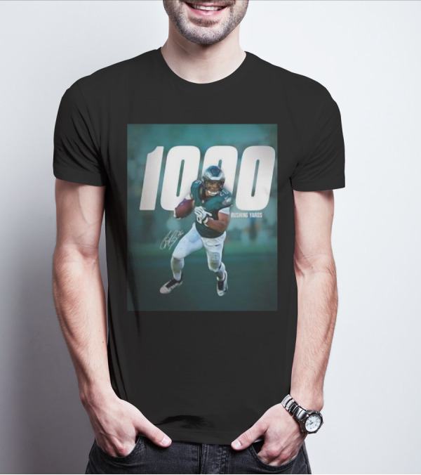 1000 Rushing Yards Football Player Signature T-Shirt
