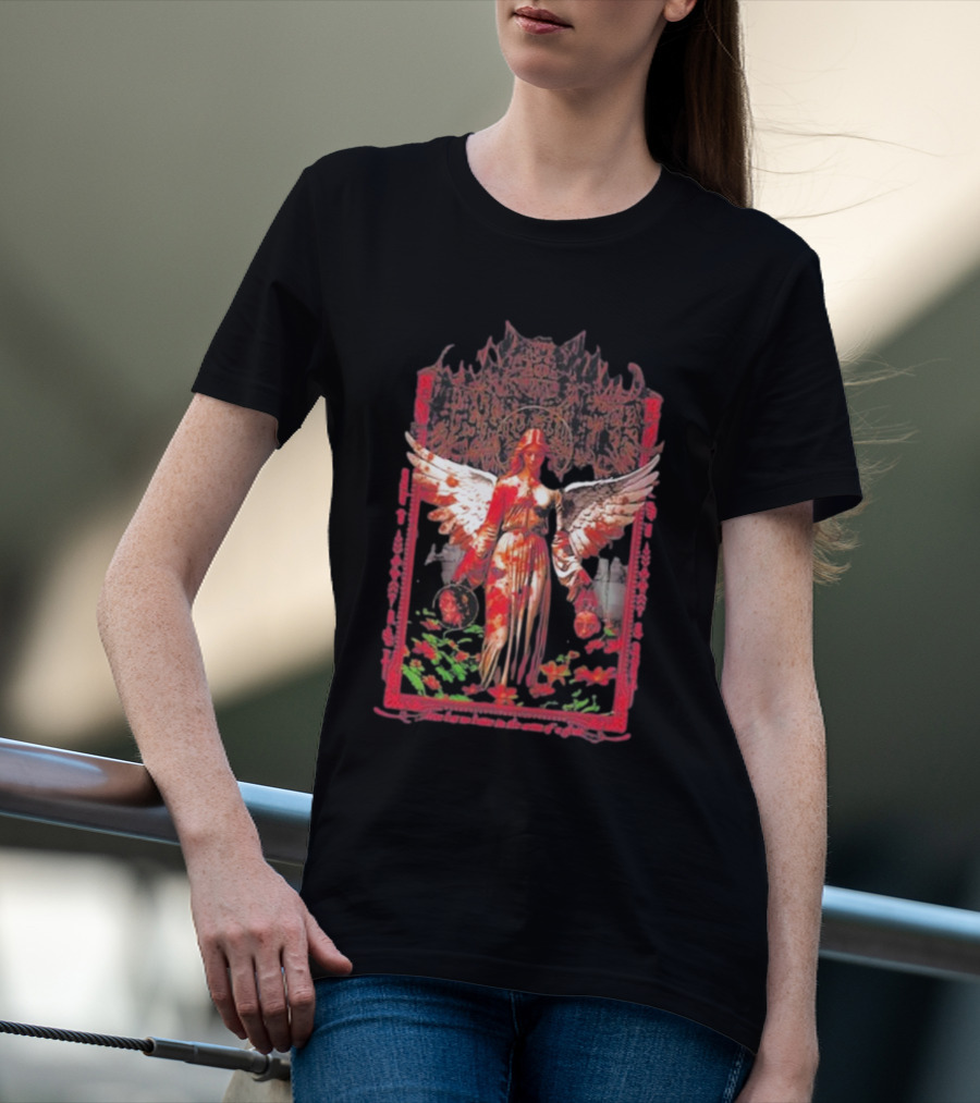Warfare Angel Reap What This Life Has Sowed Gothic Winged Figure With Floral Accents T-Shirt