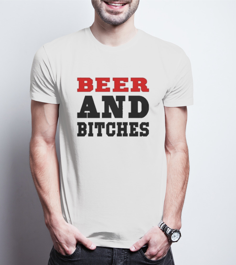 Truck Stop Beer And Bitches Bold Red T-Shirt