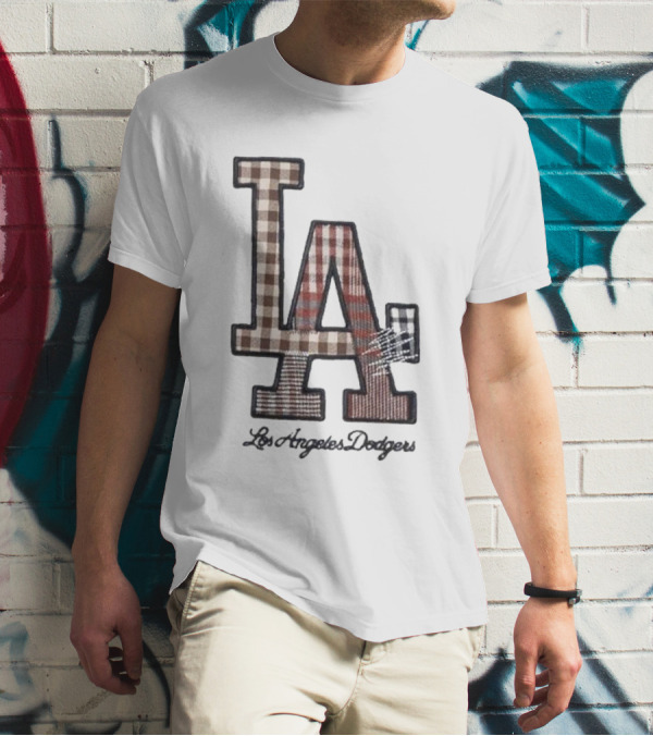 Los Angeles Dodgers Preppy Plaid LA T-Shirt