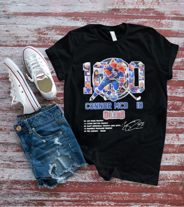 Connor McDavid 1000 Edmonton Oilers NHL Achievements Signature Collection T-Shirt